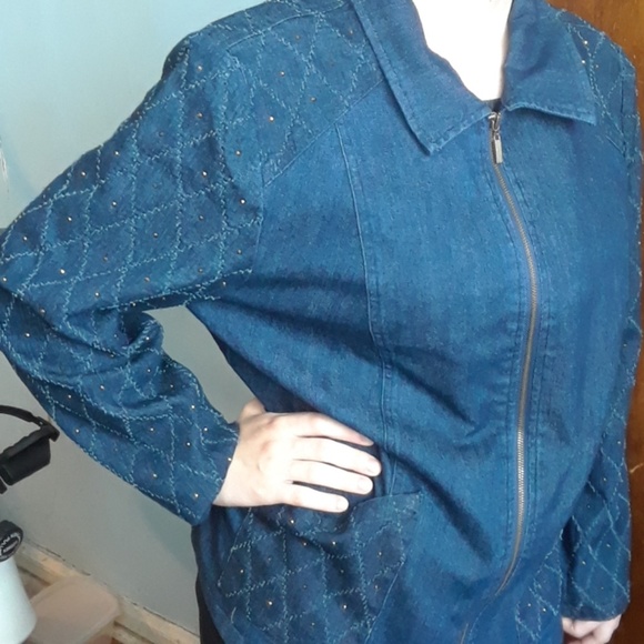 Beautifully Studded Jean Jacket, size 14 - Picture 1 of 5
